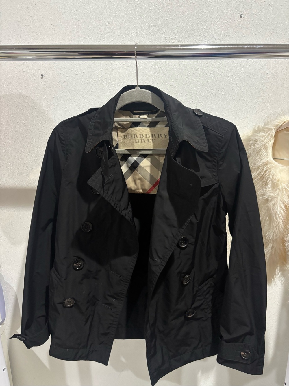 Burberry Black Trench Coat with Signature Check Lining